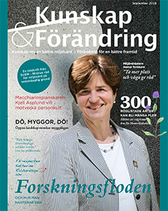 Omslag tilll tidskriften Kunskap & Förändring visar bild på leende Katherine Richardson omringad av en massa rubriker